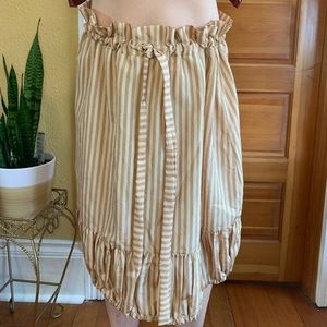 striped tan skirt with tie waistband